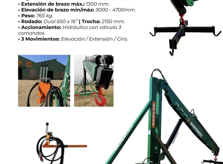Grúa hidráulica Agromec GG 3000, año 0