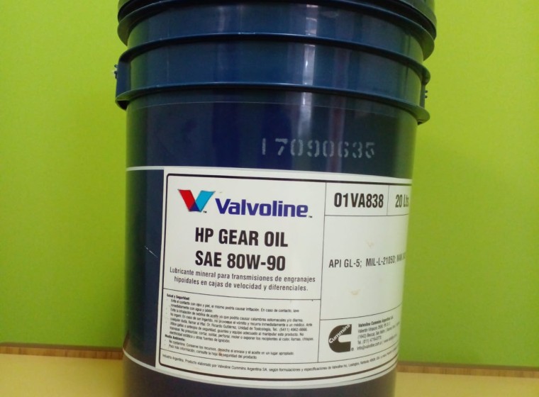 Lubricante Valvoline HP GEAR OIL 80W-90, año 0